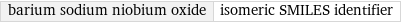 barium sodium niobium oxide | isomeric SMILES identifier