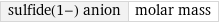 sulfide(1-) anion | molar mass