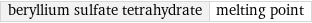 beryllium sulfate tetrahydrate | melting point