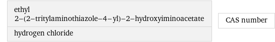 ethyl 2-(2-tritylaminothiazole-4-yl)-2-hydroxyiminoacetate hydrogen chloride | CAS number