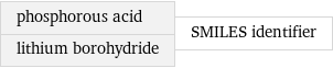 phosphorous acid lithium borohydride | SMILES identifier