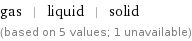 gas | liquid | solid (based on 5 values; 1 unavailable)