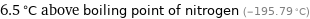 6.5 °C above boiling point of nitrogen (-195.79 °C)