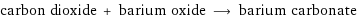 carbon dioxide + barium oxide ⟶ barium carbonate