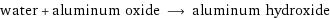 water + aluminum oxide ⟶ aluminum hydroxide