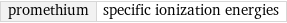 promethium | specific ionization energies