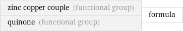 zinc copper couple (functional group) quinone (functional group) | formula