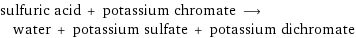 sulfuric acid + potassium chromate ⟶ water + potassium sulfate + potassium dichromate