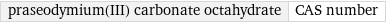 praseodymium(III) carbonate octahydrate | CAS number