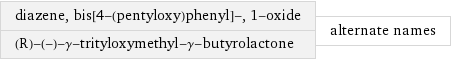 diazene, bis[4-(pentyloxy)phenyl]-, 1-oxide (R)-(-)-γ-trityloxymethyl-γ-butyrolactone | alternate names