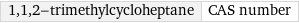 1, 1, 2-trimethylcycloheptane | CAS number