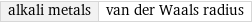 alkali metals | van der Waals radius