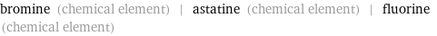 bromine (chemical element) | astatine (chemical element) | fluorine (chemical element)