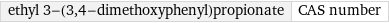 ethyl 3-(3, 4-dimethoxyphenyl)propionate | CAS number