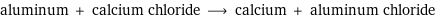 aluminum + calcium chloride ⟶ calcium + aluminum chloride