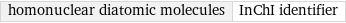 homonuclear diatomic molecules | InChI identifier