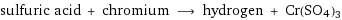 sulfuric acid + chromium ⟶ hydrogen + Cr(SO4)3