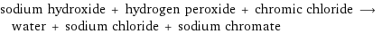 sodium hydroxide + hydrogen peroxide + chromic chloride ⟶ water + sodium chloride + sodium chromate