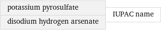 potassium pyrosulfate disodium hydrogen arsenate | IUPAC name