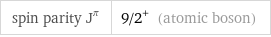 spin parity J^π | 9/2^+ (atomic boson)