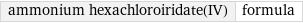 ammonium hexachloroiridate(IV) | formula