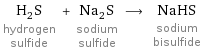 H_2S hydrogen sulfide + Na_2S sodium sulfide ⟶ NaHS sodium bisulfide