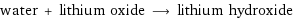 water + lithium oxide ⟶ lithium hydroxide