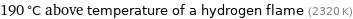 190 °C above temperature of a hydrogen flame (2320 K)