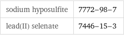 sodium hyposulfite | 7772-98-7 lead(II) selenate | 7446-15-3