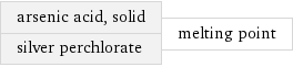 arsenic acid, solid silver perchlorate | melting point