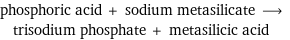 phosphoric acid + sodium metasilicate ⟶ trisodium phosphate + metasilicic acid