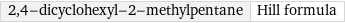 2, 4-dicyclohexyl-2-methylpentane | Hill formula