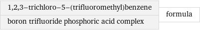 1, 2, 3-trichloro-5-(trifluoromethyl)benzene boron trifluoride phosphoric acid complex | formula