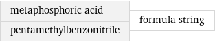 metaphosphoric acid pentamethylbenzonitrile | formula string