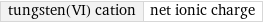 tungsten(VI) cation | net ionic charge