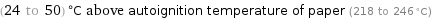 (24 to 50) °C above autoignition temperature of paper (218 to 246 °C)