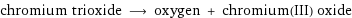 chromium trioxide ⟶ oxygen + chromium(III) oxide