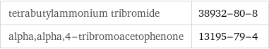 tetrabutylammonium tribromide | 38932-80-8 alpha, alpha, 4-tribromoacetophenone | 13195-79-4