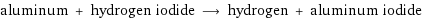 aluminum + hydrogen iodide ⟶ hydrogen + aluminum iodide