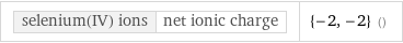 selenium(IV) ions | net ionic charge | {-2, -2} ()