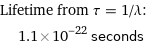 Lifetime from τ = 1/λ:  | 1.1×10^-22 seconds