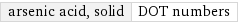 arsenic acid, solid | DOT numbers