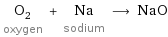 O_2 oxygen + Na sodium ⟶ NaO