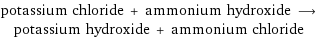 potassium chloride + ammonium hydroxide ⟶ potassium hydroxide + ammonium chloride