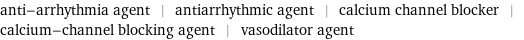 anti-arrhythmia agent | antiarrhythmic agent | calcium channel blocker | calcium-channel blocking agent | vasodilator agent