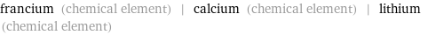 francium (chemical element) | calcium (chemical element) | lithium (chemical element)