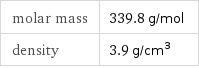 molar mass | 339.8 g/mol density | 3.9 g/cm^3