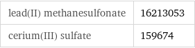 lead(II) methanesulfonate | 16213053 cerium(III) sulfate | 159674