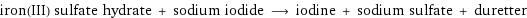 iron(III) sulfate hydrate + sodium iodide ⟶ iodine + sodium sulfate + duretter