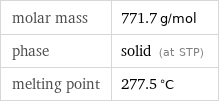 molar mass | 771.7 g/mol phase | solid (at STP) melting point | 277.5 °C